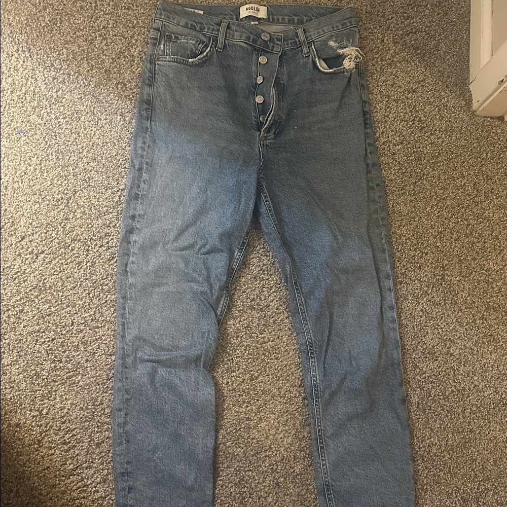 Agolde Blue Straight Leg Jeans